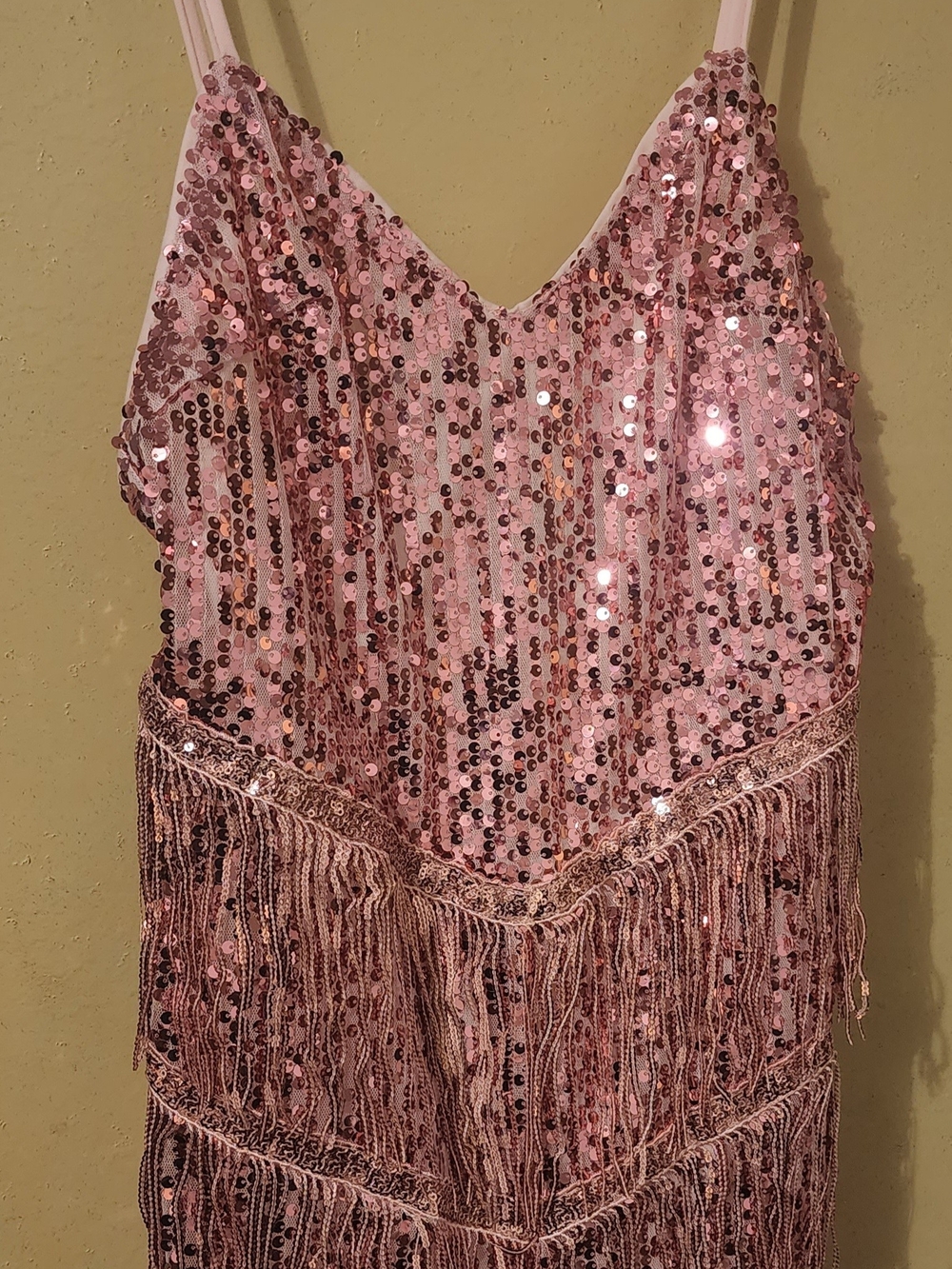 Shein Pink Sequin Fringe Party Romper